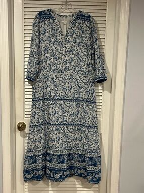 J. Jill Romantic Cotton Floral Maxi Dress Women’s Size Small